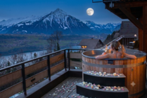 Hotpot on the terrace in the moonlight